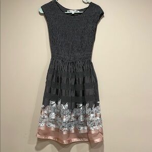 Elegant Black and Pink Floral Dress